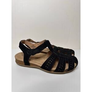 Earth Origins Birdy Sandals Closed Toe Black Suede Comfort Shoes 8 Wide